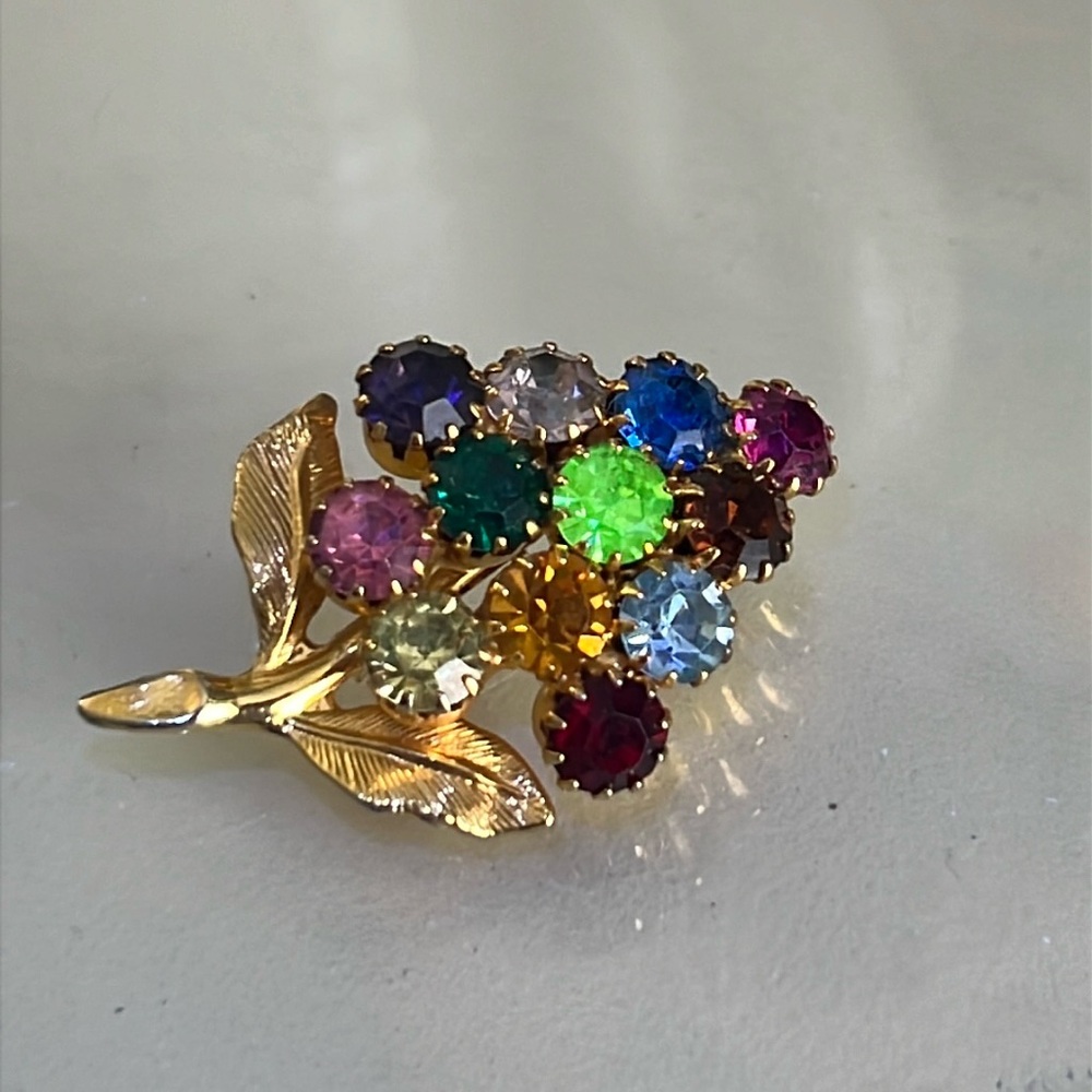 Uranium Flower Brooch Cluster Pin